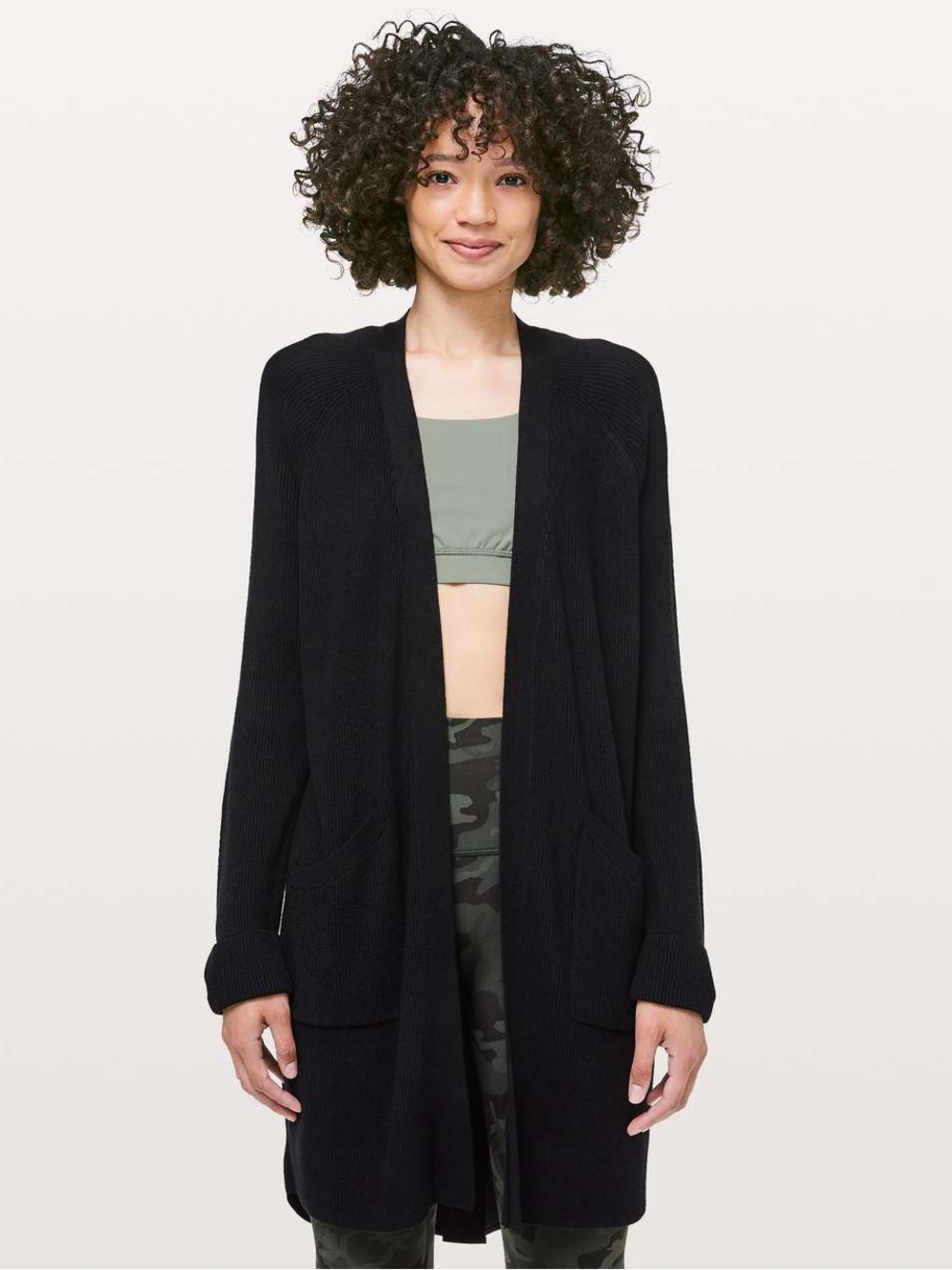lululemon athletica Black Open-Front Longline Cardigan
